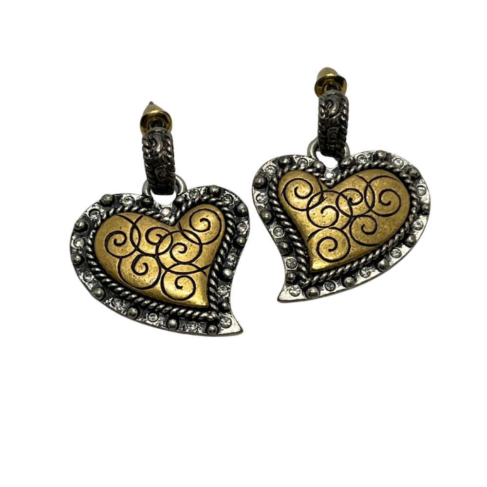 1400 Chico's Heart Earrings - Gold & Silver